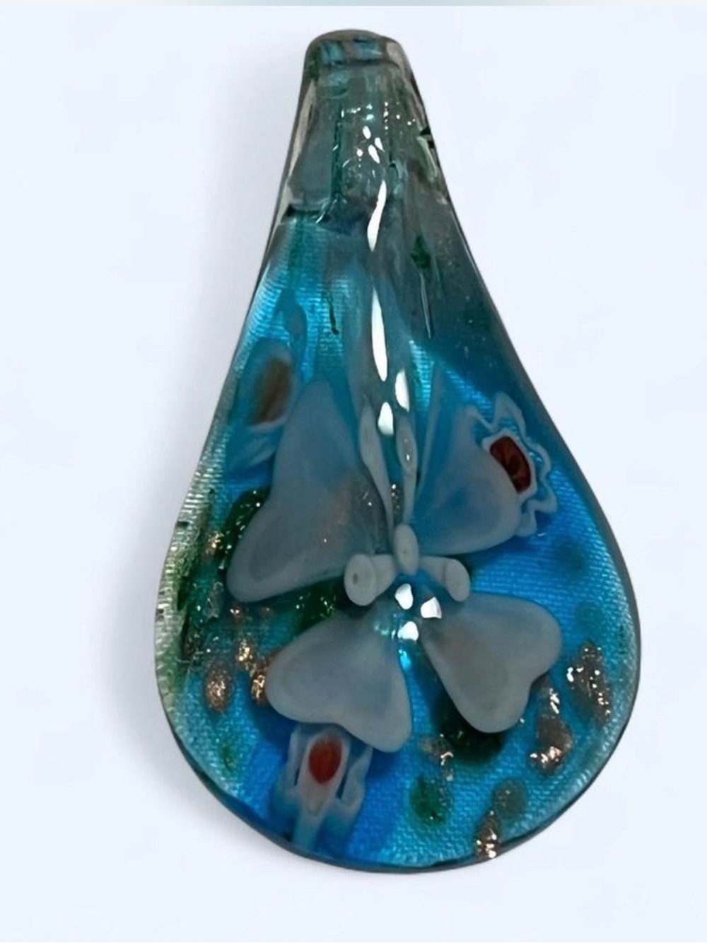 Blue Glass Flower Pendant